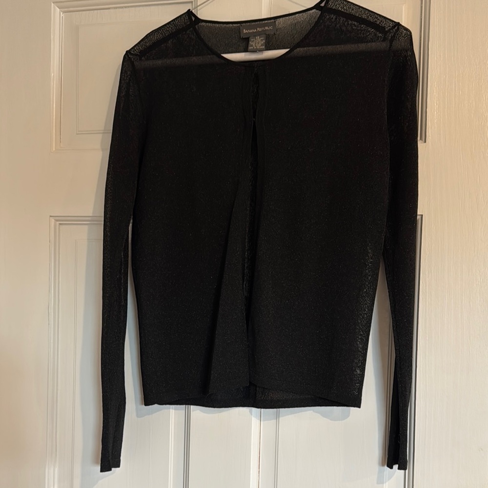 Banana Republic Black Sheer metallic cardigan size XS